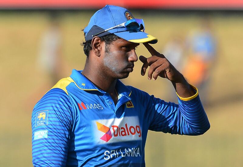 Sri Lanka cricket captain Angelo Mathews leave the grounds after Zimbabwe's victory in the fifth one-day international (ODI) at the Suriyawewa Mahinda Rajapakse International Cricket Stadium in the southern district of Hambantota on July 10, 2017.