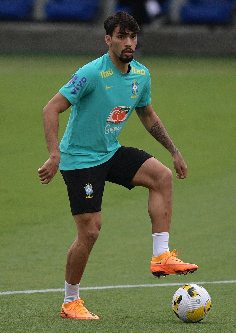 Brazil's Lucas Paqueta takes part in a training session. AFP