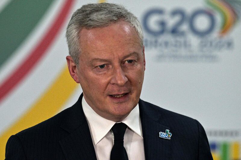 France's Minister for Economy and Finance, Bruno Le Maire, in Brazil on February 28. AFP