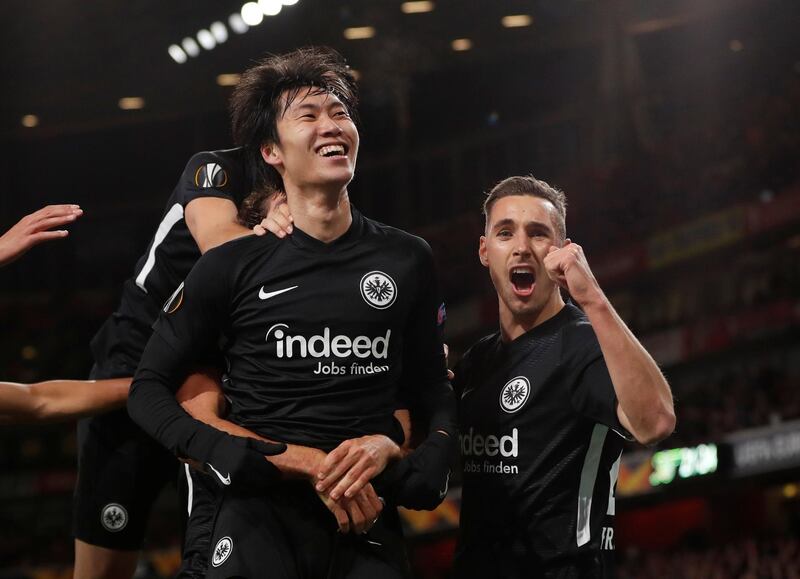 Kamada celebrates scoring their second goal. Reuters