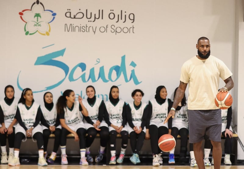 NBA star LeBron James conducted a basketball clinic during his first visit to Saudi Arabia.  Photo: Saudi Ministry of Sport