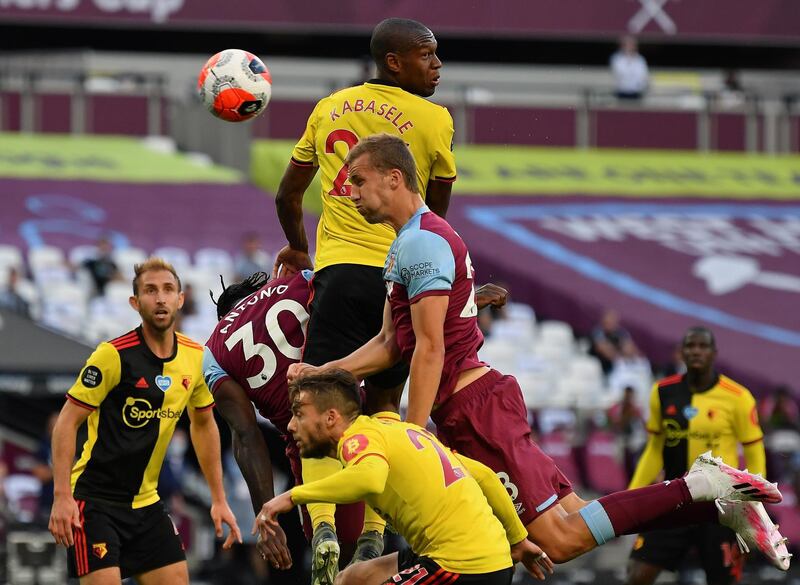 West Ham United's Tomas Soucek scores their second goal. EPA