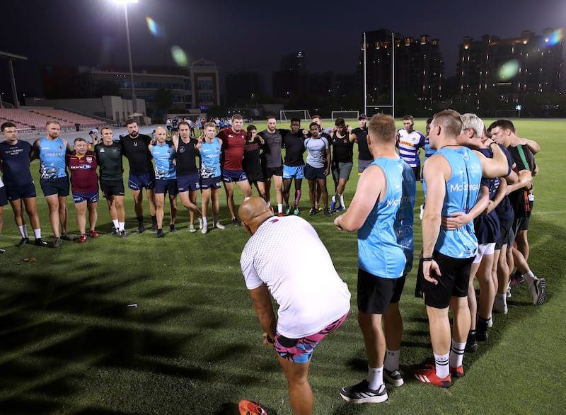 Dubai Sharks players and coaches during training. Victor Besa / The National