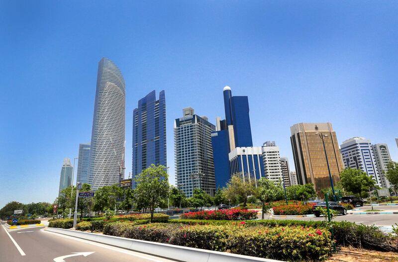 Abu Dhabi, United Arab Emirates, May 15, 2019.  Abu Dhabi stock images:  Buildings along Corniche.-
Victor Besa/The National
Section:  BZ
Reporter: