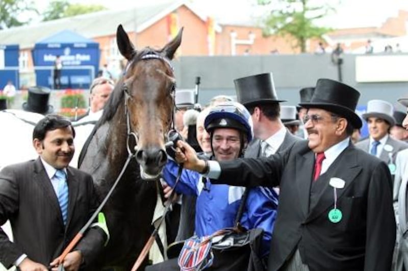 19.06.2009, Royal Ascot, Ghanaati with Richard Hills and Sheikh Hamdan bin Rashid al Maktoum after winning The Coronation Stakes. Photo FRANK SORGE/Racingfotos.com

THIS IMAGE IS SOURCED FROM AND MUST BE BYLINED "RACINGFOTOS.COM"