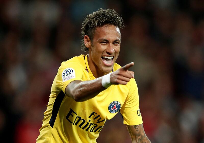 Soccer Football - Ligue 1 - Guingamp vs Paris St Germain - Guingamp, France - August 13, 2017   Paris Saint-Germain’s Neymar celebrates scoring their third goal   REUTERS/Benoit Tessier     TPX IMAGES OF THE DAY