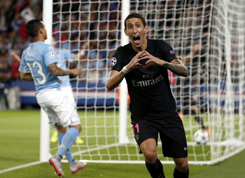 Paris Saint-Germain's Angel Di Maria shown after scoring a goal for the team against Malmo in the Champions League last month. Jacky Naeglen / Reuters / September 15, 2015