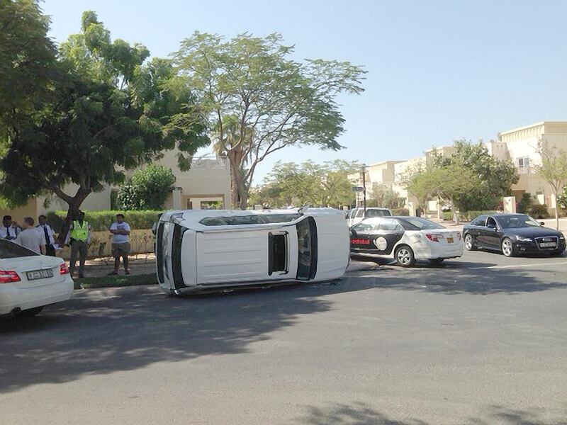 A Dubai resident seeks to draw attention to the consequences of reckless driving through this picture, which she took at the residential area of Meadows 9. Courtesy Liz


