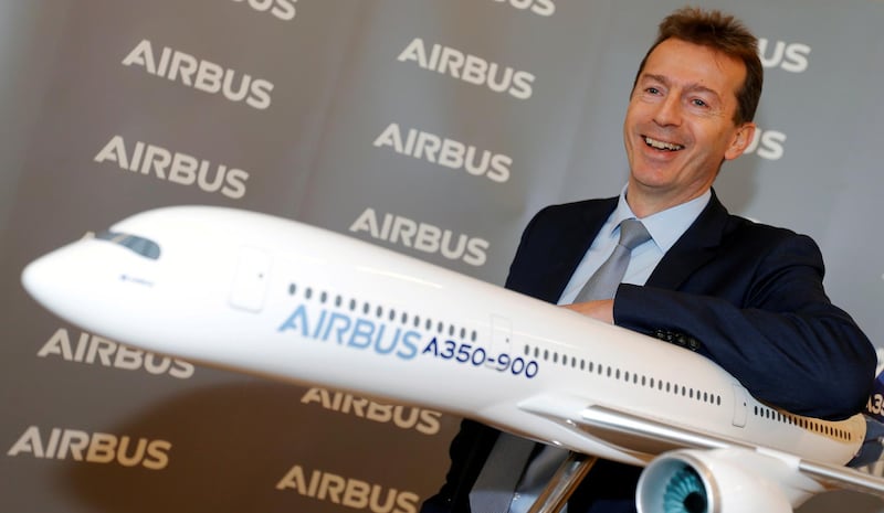 FILE PHOTO: Airbus CEO Guillaume Faury poses before Airbus's annual press conference on Full-Year 2019 results in Blagnac near Toulouse, France, February 13, 2020.  REUTERS/Regis Duvignau/File Photo