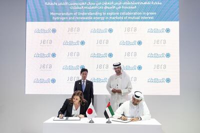 A preliminary agreement was signed between Masdar and Japanese company Jera. Photo: MoIAT 