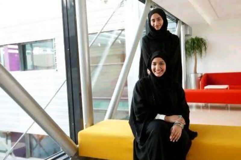 Aisha Al Hashemi, bottom, and Aisha Al Marzooqi took part in the Sheikh Mohammed Scholars programme at New York University Abu Dhabi.