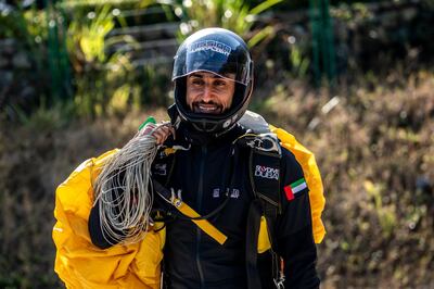 Ahmed Al Shehhi is a skydive pro who hopes to soon command a jet-powered carbon-fibre wing. XDubai / Predrag Vuckovic