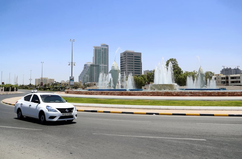 Fountains characterise this Fujairah roundabout.