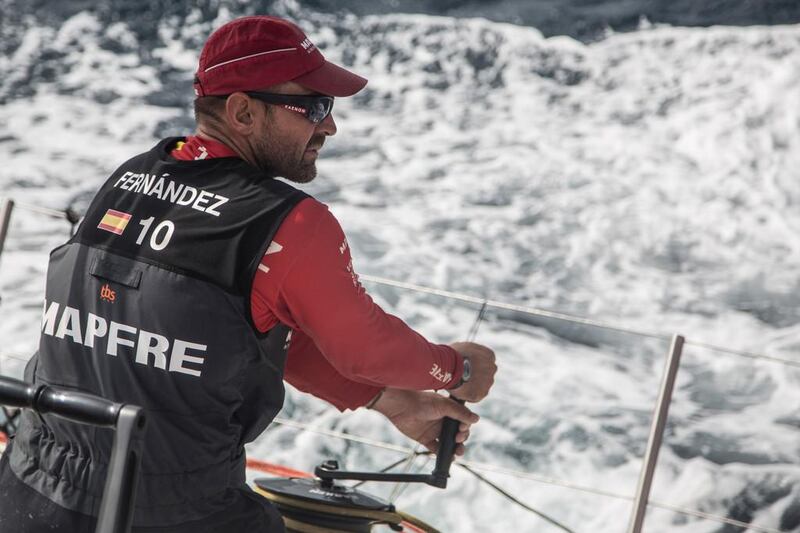 Xabi Fernandez sailing abord Team Mapfre's boat during the second leg of the Volvo Ocean Race. The team are fifth in the leg as of Thursday. Francisco Vignale / Mapfre / Volvo Ocean Race