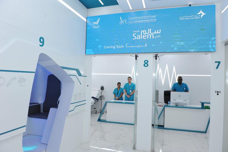 The Smart Salem health pod will speed up medical tests during the residency visa process at City Walk in Dubai. Courtesy: DHA