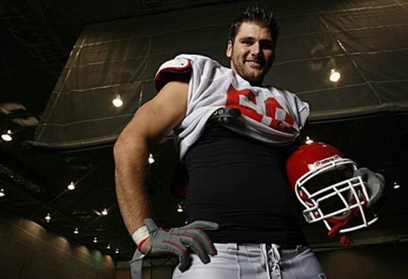 Sebastian Vollmer, pictured above in is Houston Cougars kit during his time at the University of Houston, was selected as the second round draft pick by the New England Patriots.