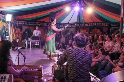British dancer Sonia Sabri performs in the Amal tent at the Greenbelt festival. Courtesy Amal - Saïd Foundation