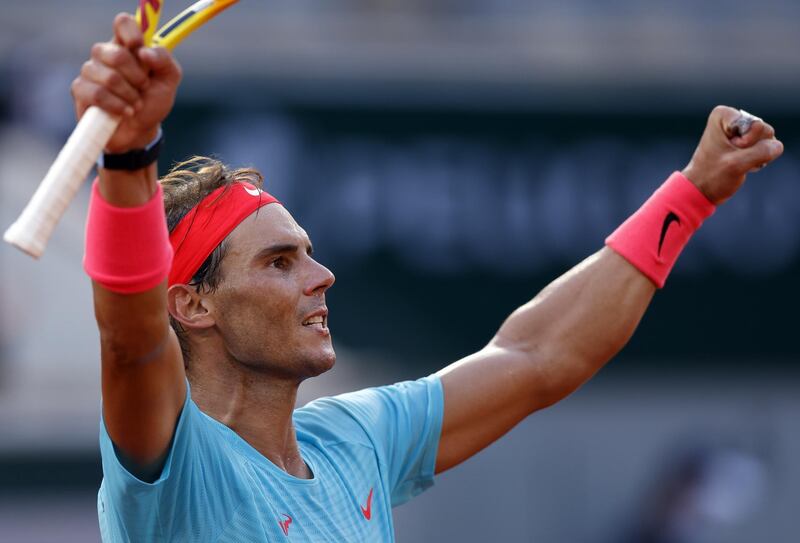 Rafael Nadal celebrates his win against Diego Schwartzman. EPA