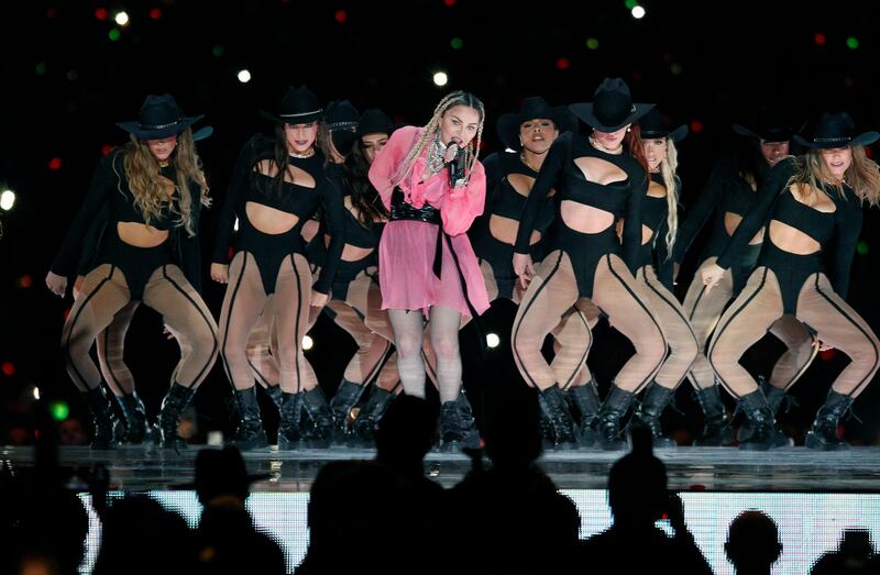 Pop star Madonna performs on stage in Medellin, Colombia, in April 2022. AFP