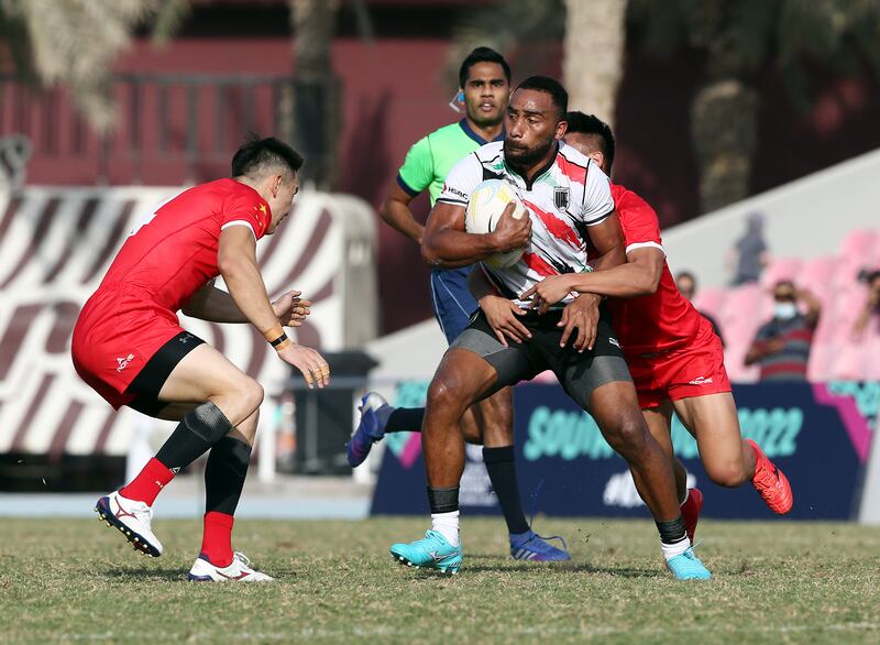 UAE's Sakiusa Naisau in action  during the national team's 29-17 loss to China in the Dialog Asia Rugby Sevens Series at Rugby Park in Dubai Sports City.