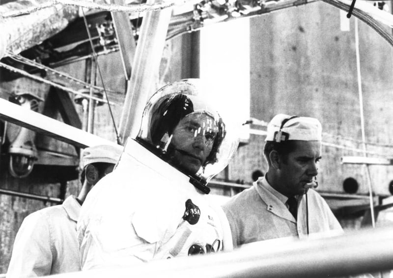 Alan Bean preparing to enter the Command Module for an Altitude Chamber run at an unknown location. EPA