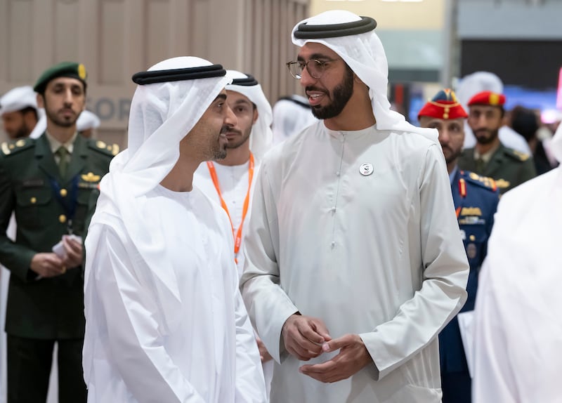 Sheikh Hamdan bin Mohamed and Sheikh Shakhbout bin Nahyan, Minister of State, tour Idex