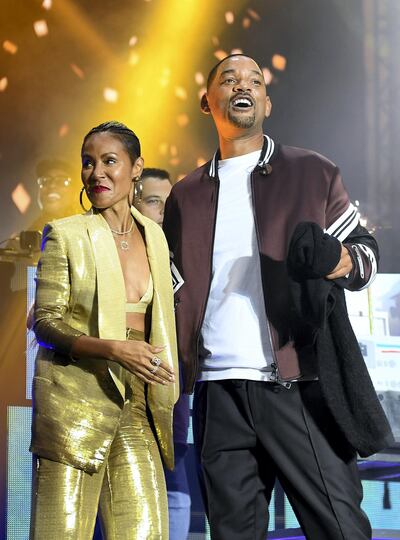 BUDAPEST, HUNGARY - SEPTEMBER 25: Will Smith and wife Jada Pinkett Smith on stage during the Paramount Pictures, Skydance and Jerry Bruckheimer Films "Gemini Man" Budapest concert at St Stephens Basilica Square on September 25, 2019 in Budapest, Hungary. (Photo by Ian Gavan/Getty Images for Paramount Pictures)