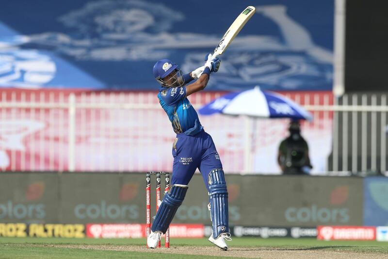 Hardik Pandya of Mumbai Indians bats during match 17 of season 13 of the Dream 11 Indian Premier League (IPL) between the Mumbai Indians and the Sunrisers Hyderabad held at the Sharjah Cricket Stadium, Sharjah in the United Arab Emirates on the 4th October 2020.
Photo by: Deepak Malik  / Sportzpics for BCCI