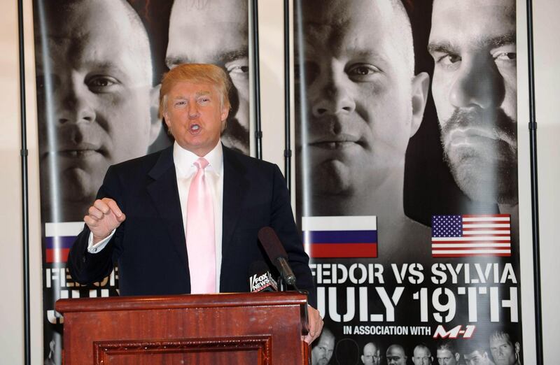 NEW YORK - JUNE 05: Businessman Donald Trump attends the announcement of a partnership with Affliction Entertainment on June 5, 2008 at Trump Tower in New York City.  (Photo by Brad Barket/Getty Images)