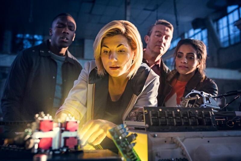Picture Shows: Ryan Sinclair (TOSIN COLE), The Doctor (JODIE WHITTAKER), Graham O'Brien (BRADLEY WALSH), Yasmin Khan (MANDIP GILL) in Doctor Who S11. Courtesy BBC / BBC Studios