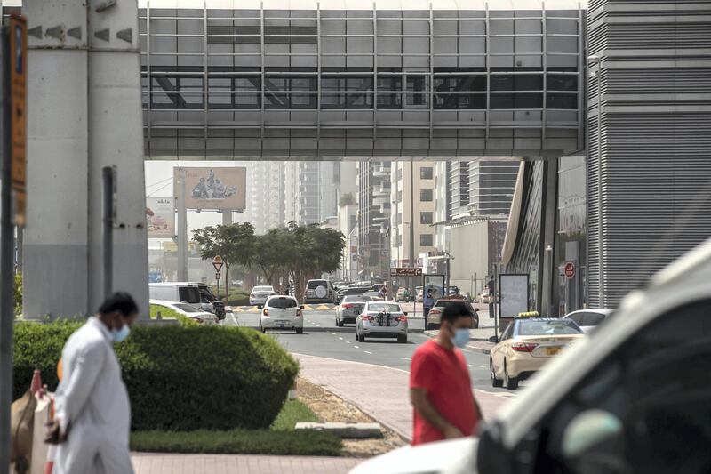 DUBAI, UNITED ARAB EMIRATES. 12 MARCH 2021. Dusty weather with wind in Dubai limits visability. (Photo: Antonie Robertson/The National) Journalist: None. Section: National.