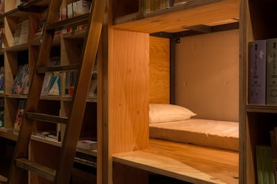 A bookshelf-bed at Book and Bed Tokyo.