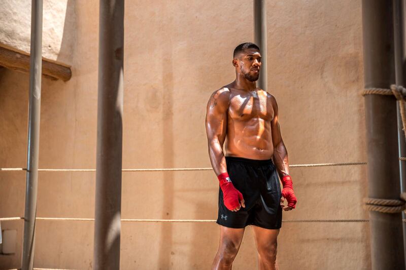 Anthony Joshua during a photo shoot for "Clash of the Dunes". Credit General Sports Authority