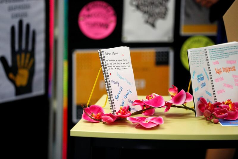 A student's tribute to Meghan during her visit to Macarthur Girls High School. Reuters