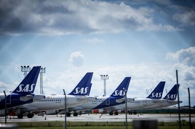 Passenger aircraft, operated by SAS AB, on the tarmac at Copenhagen Airport in Copenhagen, Denmark. Carsten Snejbjerg / Bloomberg