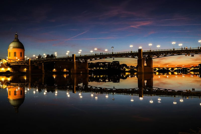 The Saint-Pierre bridge on the Garonne river and the landmark Dome de La Grave in Toulouse, southern France. AFP