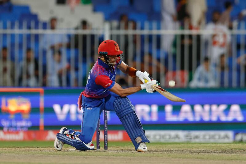 Ibrahim Zadran of Afghanistan bats.