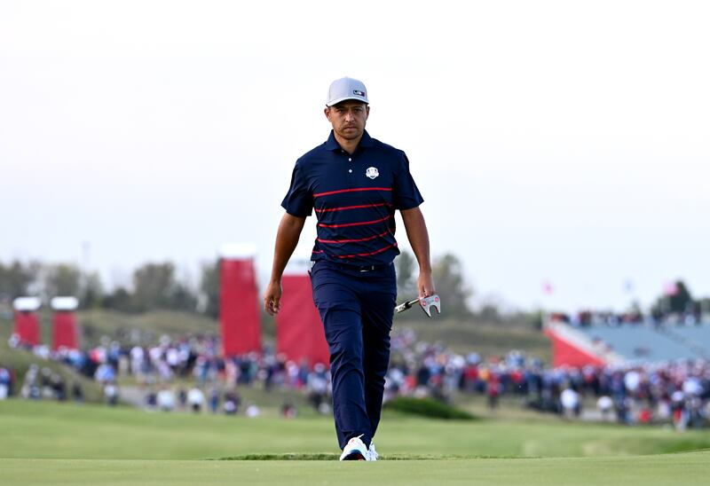 Team USA's Xander Schauffele on the sixteenth hole. Reuters