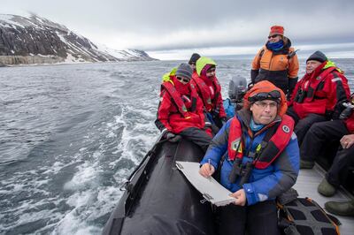 Onboard one of the research vessel's zodiacs. Courtesy Jamie Lafferty