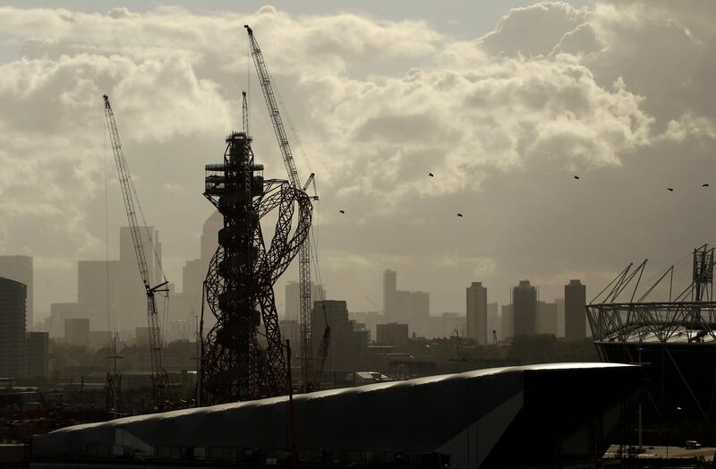 Cranes surround artist Anish Kapoor's 'Orbit' tower in 2011. The distinctive artwork still stands beside the London Stadium today.