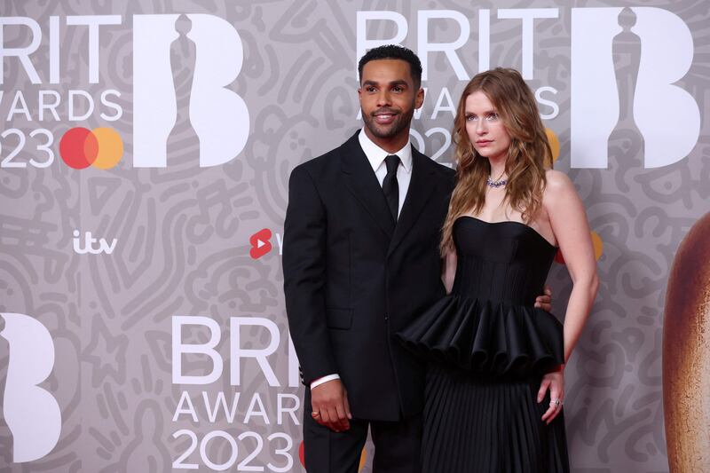 British actor Lucien Laviscount, left, and French actress Camille Razat. AFP