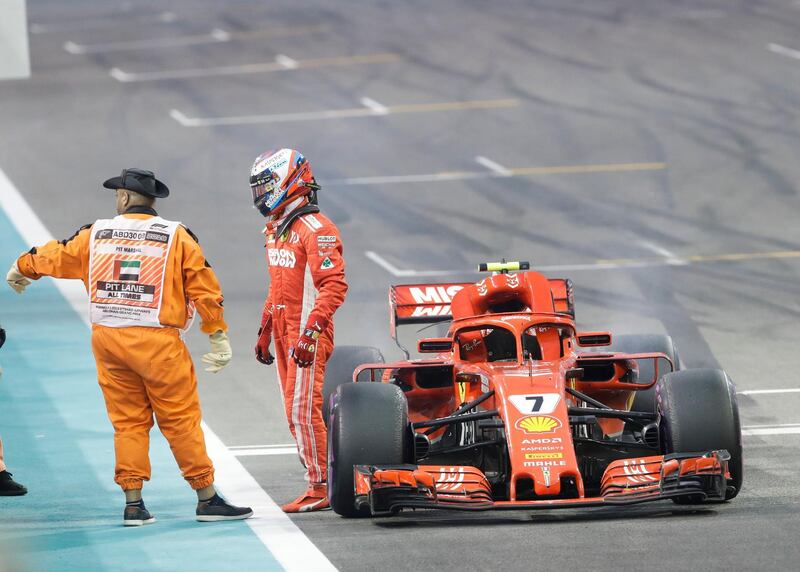 Ferrari driver Kimi Raikkonen leaves the track after engine trouble. AP Photo