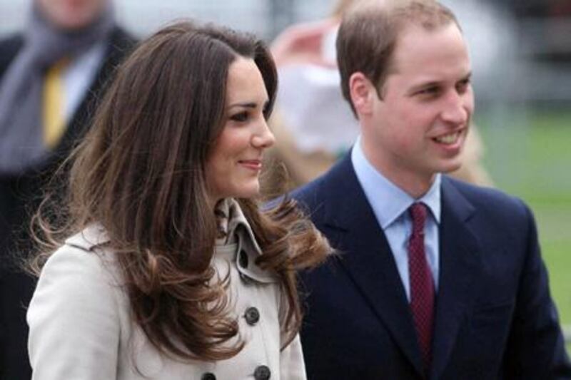 Britain's Prince William, right and his bride-to-be Kate Middleton.
