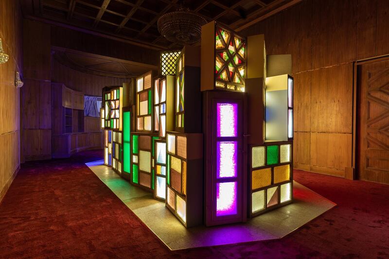 'Window' (2017-19), made from glass, wood and LED lights. Image courtesy of Athr and the artist