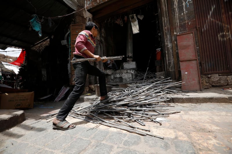 A Yemeni boy at a workshop on World Day Against Child Labour, in Sanaa, Yemen. EPA