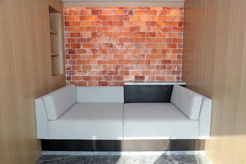 Himalayan salt wall in the relaxation area