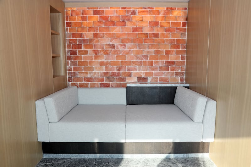 Himalayan salt wall in the relaxation area