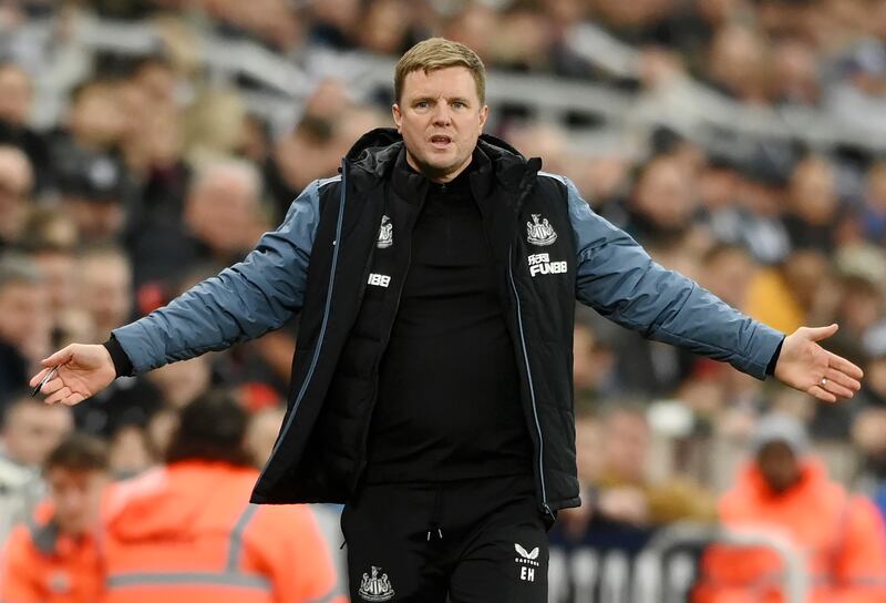 Newcastle manager Eddie Howe watches the action. Getty