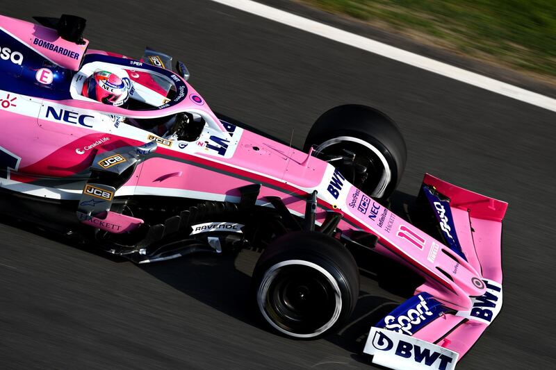 MONTMELO, SPAIN - MARCH 01: Sergio Perez of Mexico driving the (11) Racing Point RP19 Mercedes on track during day four of F1 Winter Testing at Circuit de Catalunya on March 01, 2019 in Montmelo, Spain. (Photo by Mark Thompson/Getty Images)