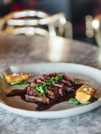 An outside skirt steak with galangal sauce. Courtesy of 99 Sushi